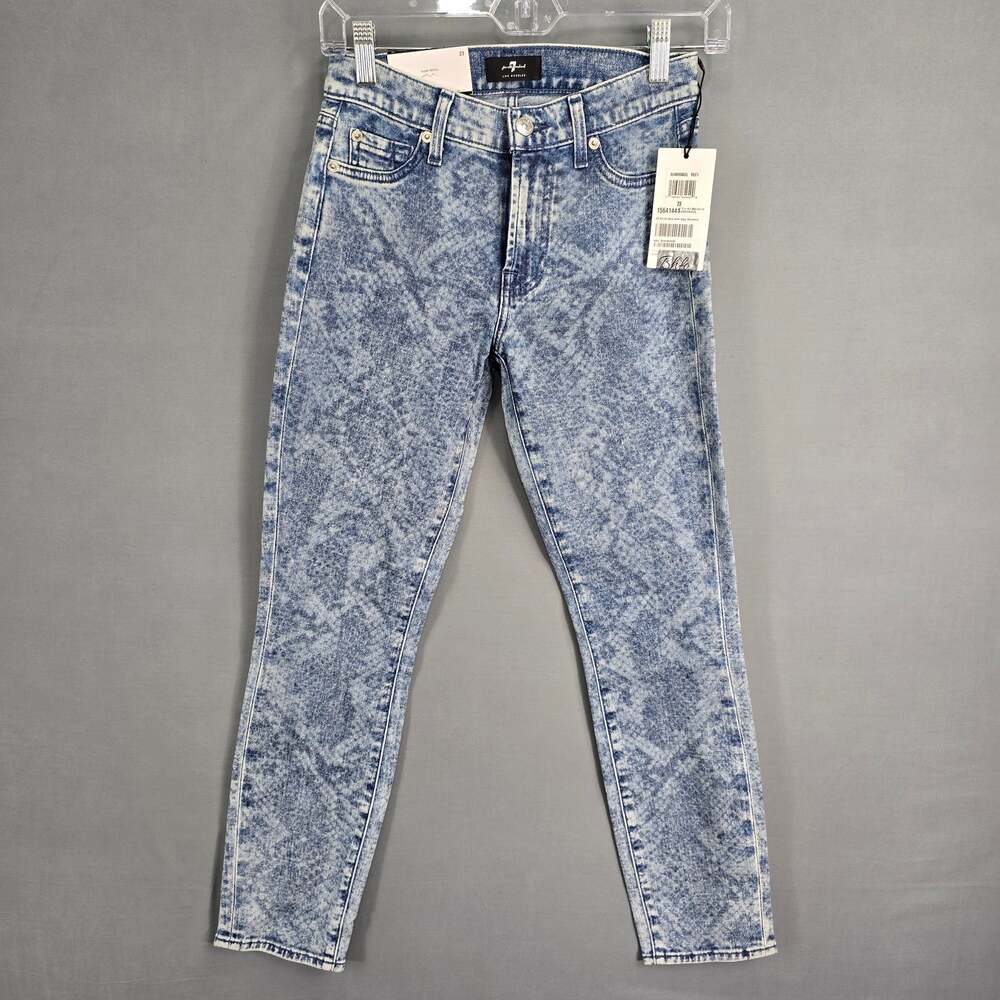 7 For All Mankind NEW Anthropologie Blue Acid Wash Skinny Jeans Size 23 Ankle